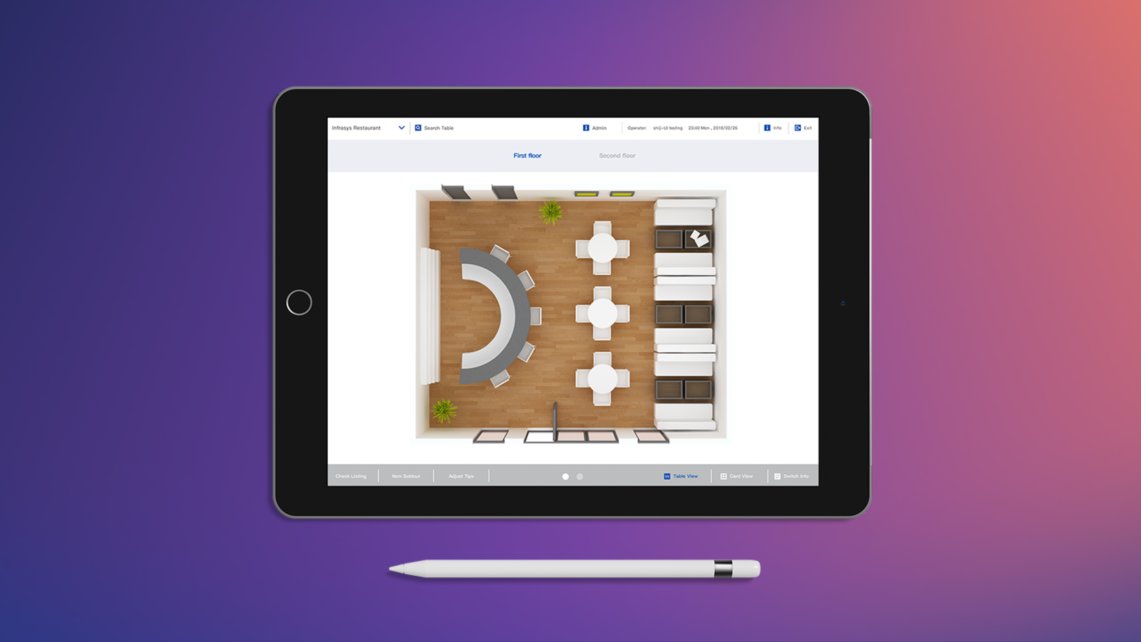 screenshot of Infrasys POS